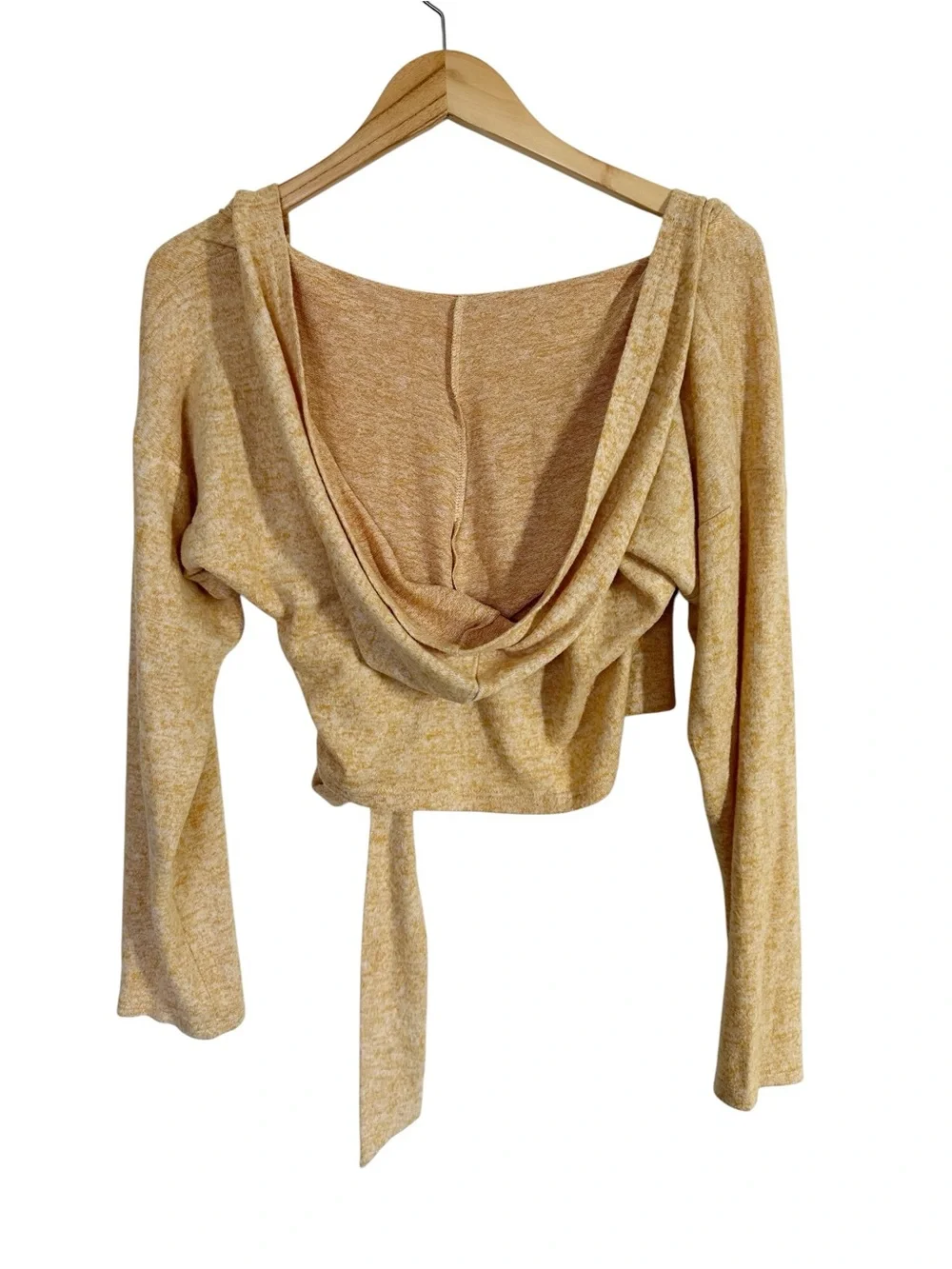 12th Tribe Tie Front Cardigan Sweater Cropped Hooded Size M